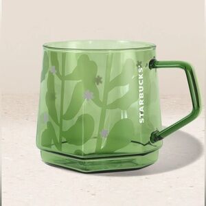 New Starbucks 2026 Spring Green Glass Botanical Matcha Tea Cup Mug